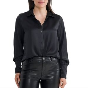 JOIE Black Satin Blouse Womens XXL NWT